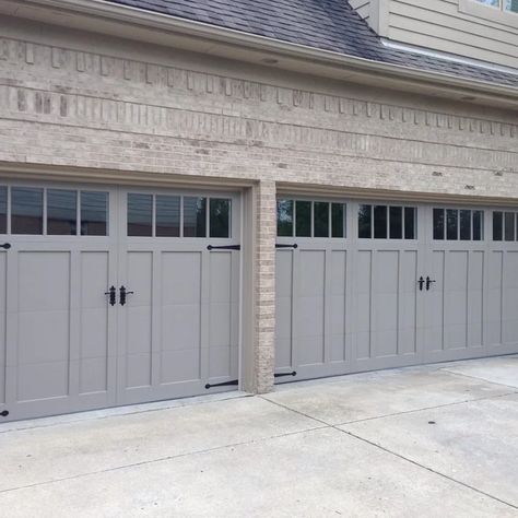 Carriage Style Garage Doors - Craftsman - Garage - Detroit - by Premier Garage Doors | Houzz Garage Door Styles Craftsman, Oversized Garage Doors, Light Grey Garage Door, Shaker Garage Doors, Craftsman Garage Door Ideas, Traditional Garage Doors, 3 Car Garage Doors, Basement Garage Door, Farmhouse Garage Door Ideas