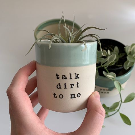 Painting Pot Plants Ideas, Wheel Thrown Plant Pots, Clay Planters Diy, Diy Clay Pots For Plants, Clay Pot Designs, Clay Pots Ideas, Plant Pot Ceramic, Plant Puns, Plant Pot Design