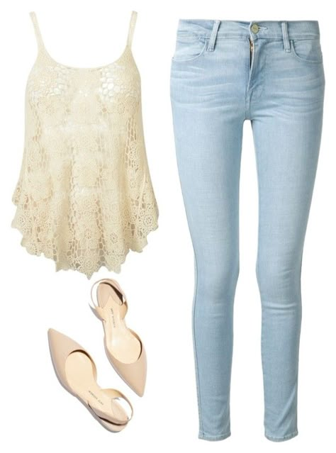 Jeans by yoanasweet28 on Polyvore featuring polyvore, moda, style and Frame Denim Comfy Teen Outfits, Light Blue Jeans Outfit, Conrad Style, Lauren Conrad Style, Blue Jean Outfits, Light Blue Jeans, Designs For Dresses, Casual Clothes, Casual Style Outfits