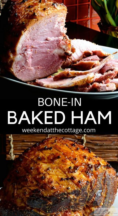 The secret to this BAKED HAM recipe is to use a bone-in ham, boil the ham before baking and bake with an apple cider vinegar, brown sugar and mustard glaze. #sundaydinner #thanksgivingdinner #bakedhamrecipe #hamrecipe #dinner #holidayrecipe #sundaydinner Tender Ham Recipes, Baking Ham In Oven, Fish Sausage, Bone In Ham, Juicy Ham, Baked Ham Recipe, Ham In The Oven, Ham Recipes Baked, Boiled Ham