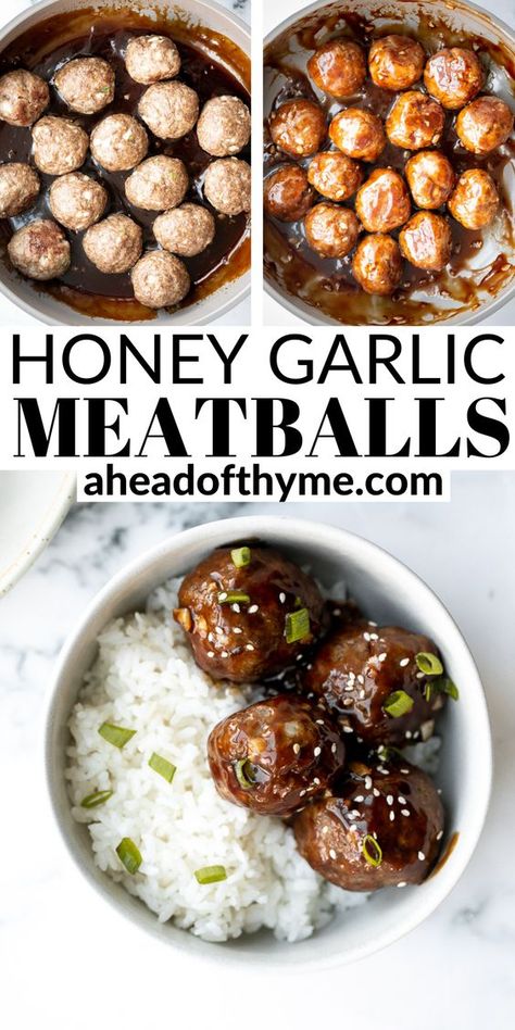 Sticky Honey Garlic Meatballs, Honey Garlic Meatballs, Garlic Meatballs, Meatball Dinner, Dinner Rotation, Weekly Dinner, Meatball Recipes Easy, Health Dinner, Health Dinner Recipes