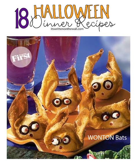 It's Written on the Wall: We've Rounded up 18 Yummy & Fun Halloween Dinner Recipes-Have You See These? Halloween Dinner Recipes, Spooky Dinner, Diy Halloween Party, Easy Halloween Snacks, Postres Halloween, Halloween Food Dinner, Recetas Halloween, Halloween Party Snacks, Spooky Food