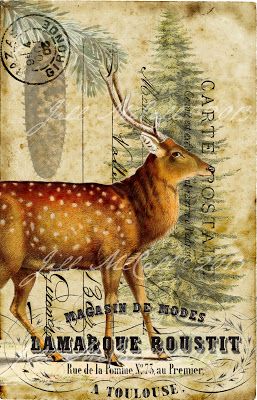 ~Winter Red Deer ~  Original Art by Jill McCall©2013 Felted Characters, Jul Diy, Postal Vintage, Pocket Letter, Deer Print, Print Pillow, Images Vintage, Paper Christmas, A Deer