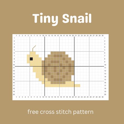 Keeping it Real: Tiny Snail - Free Cross Stitch Pattern Mini Mushroom Cross Stitch, Snail Embroidery Pattern, Free Easy Cross Stitch Patterns, Snail Cross Stitch Pattern, Miniature Cross Stitch Patterns Free, Mushroom Cross Stitch Pattern Free, Easy Cross Stitch Patterns Free Simple, Tiny Cross Stitch Patterns Free, Free Mini Cross Stitch Patterns