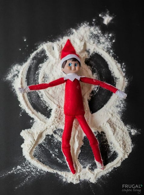 Snow Angel! Elf on the Shelf Ideas #frugalcouponliving #elf #elfie #elfontheshelf #elfontheshelfideas #elfonshelf #elfonashelf #angel #snow #snowangel Elf Snow Angel, Elf Antics, Christmas Preparation, Snow Angel, Elf Doll, Elf On The Shelf Ideas, Snow Angels, Religious Christmas, Shelf Ideas