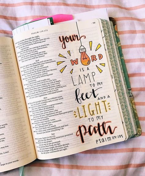 Light To My Path, Cute Bibles, Bible Journaling Ideas Drawings, Bible Doodling, Bible Journal Notes, Inspire Bible Journaling, Bible Study Notebook, Christian Bible Study, Ayat Alkitab