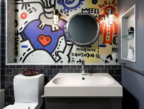 Street Art Inspired Interiors– Rare Interior Art Boys Bathroom Ideas, Design A Bathroom, Transitional Bedroom Design, Kids Bathrooms, Teen Bathrooms, Beach Style Bathroom, Turquoise Room, Perry Homes, Beach Bathroom