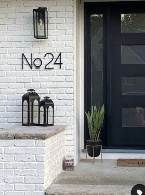 Large House Numbers, Modern House Numbers Sign, Black Front Door, Number Ideas, Modern House Number, Large House, Exterior Makeover, Address Numbers, House Number Sign