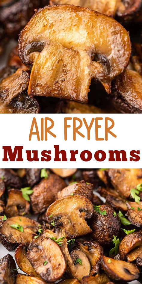 Air Fryer Mushrooms Recipe, Air Fryer Mushrooms, Cooks Air Fryer, Best Air Fryer, Air Fryer Oven Recipes, Fried Mushrooms, Garlic Mushrooms, Easy Air Fryer, Air Fryer Dinner Recipes