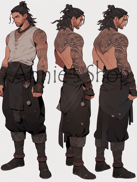 Character Outfit Design Male, Character Design Concept Art Male, Masculine Man Drawing, Dnd Characters With Tattoos, Mercenary Character Design Male Modern, Royal Advisor Character, Mens Clothing Styles Drawing, Male Monk Character Design, Cyberpunk Fantasy Outfit