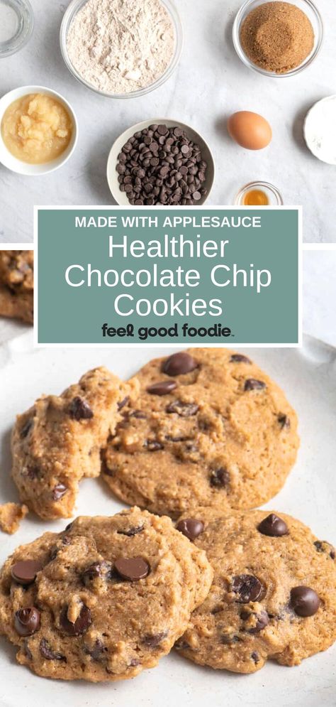 Healthy Apple Sauce Cookies, Chocolate Chip Applesauce Cookies, Healthy Cookies With Applesauce, Healthy Applesauce Cookies, Cookies Using Applesauce, Apple Sauce Chocolate Chip Cookies, Healthy Choc Chip Cookies, Applesauce Cookies Healthy, Chocolate Chip Cookies With Applesauce