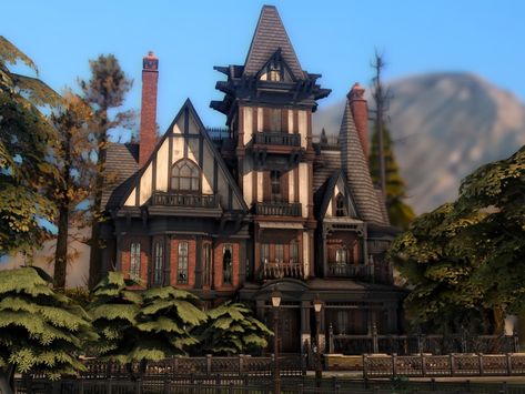 Sims 4 Castlevania, Sims 4 Haunted Mansion, Vampire Mansion Sims 4, Vampire Home Sims 4, Sims4 Castle, Sims 4 Gothic House, Sims 4 Vampire House, Old Victorian Mansions, Vampire Mansion