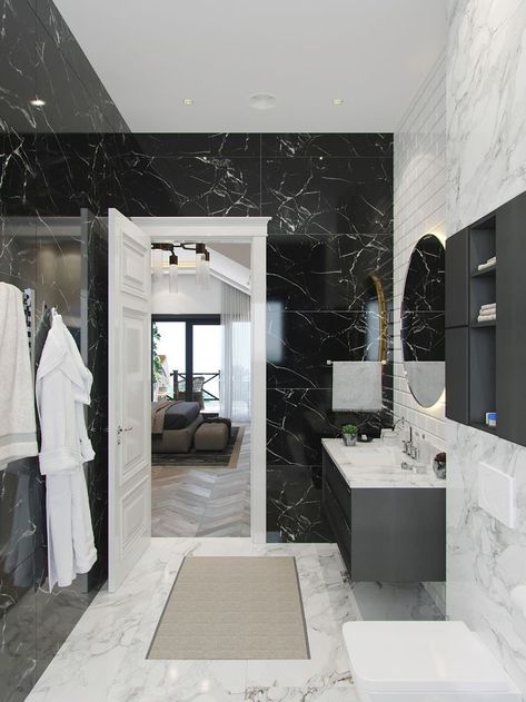 White Black Marble Bathroom, Black White Marble Bathroom, Black Marmur, White And Black Marble Bathroom, Black And Marble Bathroom, Marble Bathroom Black, Black And White Marble Bathroom, Marmor Bathroom, White Marble Bathroom