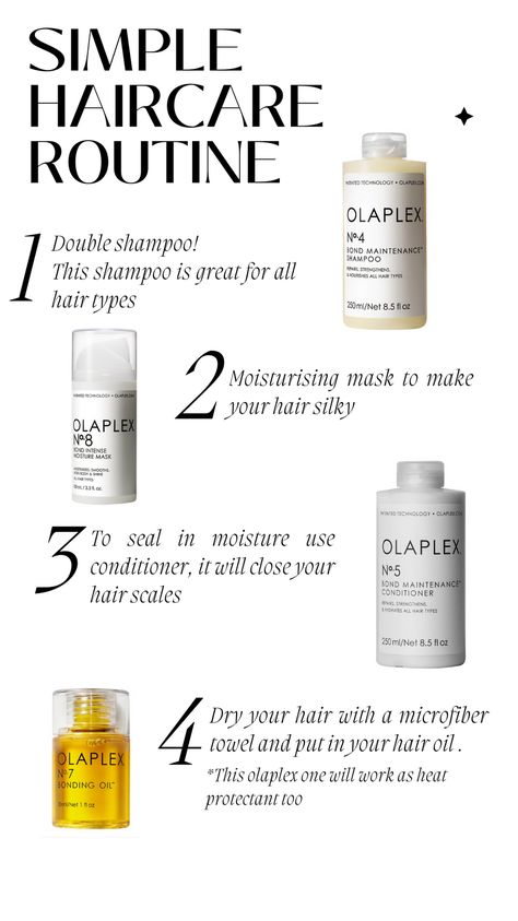 This is a great routine for beginners.  #OlaplexHairCareRoutine  Links for all the products that are shown in this post:  1. Shampoo:  https://tidd.ly/3UrK1fp 2. Mask:  https://tidd.ly/3QB6i9p 3. Conditioner:  https://tidd.ly/44tJK04 4. Hair Oil: https://tidd.ly/3Uw72xR  *Also you can find these product links in my bio Beginner Hair Care Routine, Hair Care Routine For Fine Hair, Long Hair Care Routine, Straight Hair Tips, Supermodel Hair, 2a Hair, Healthy Hair Routine, All Types Of Hair, Curly Hair Care Routine