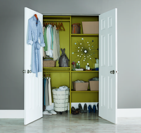 Small Space, Big Impact: Paint Your Closet and Happify Your Home — Sponsored by Dutch Boy® Paints Closet Interior, Dutch Boy Paint, Closet Mirror, Painted Closet, Beautiful Bedroom Colors, Bedroom Colour Palette, Closet Colors, Hall Closet, Wall Closet