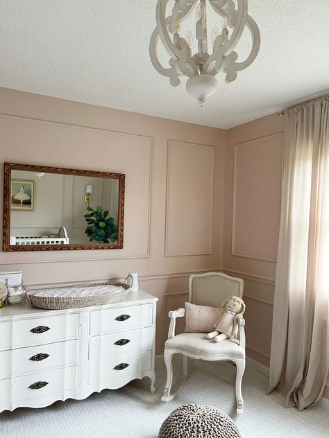 A Peek Inside Olivia’s Enchanting ‘French Fairytale’ Nursery” - Old Castle Cottage Country Nursery Decor, French Country Nursery, Castle Cottage, Light Pink Paint, Country Nursery, Cottage Nursery, Fairytale Nursery, Old Castle, Sherwin Williams Colors