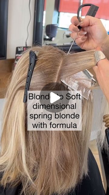 Lisa Mathews on Instagram: "You guys asked for it!! Formula for Soft dimensional spring blonde   My client wanted to go warmer and more dimensional for spring (a subtle change). For the crown after every sliced highlight I added a thick weaved lowlight. For the front I added a lowlight for every other highlight leaving the front brighter and the Mohawk section blonde.   @redken formulas  Lowlights 06N 07NB 07G Root melt 07N 07NB  Mids to ends 010N 01NB   Save this for reference  Like and follow for daily hair  Have questions drop them below 👇  @behindthechair_com @haleygable @chrissylan @caitlyn_cummings @_shayalexis   #wintertospring #hairtransformation #beforeandafterhair #hairreels #hairappointment #softblonde #springblonde #haireducation #hairappointment #dimentionalcolor #hairvideos Blonde Redken Formulas, Blonde In Front, Hair Blonde Highlights Lowlights, Blonde Dimensional Hair, Blonde Highlights With Lowlights, Spring Blonde, Redken Formulas, Soft Blonde Highlights, Soft Blonde Hair