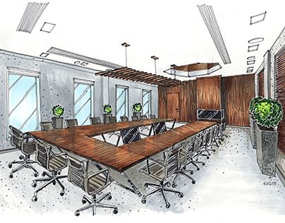 Office Sketch, Room Perspective Drawing, Modern Office Design Inspiration, Drawing Interior Design, Interior Architecture Sketch, Perspective Drawing Architecture, Interior Architecture Drawing, Drawing Interior, Interior Design Drawings