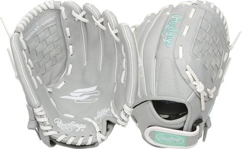 gray and teal softball glove Youth Softball, Baseball Mitt, Rawlings Baseball, Softball Equipment, Baseball Gloves, Web Pattern, Softball Gloves, Kid Gloves, Fastpitch Softball