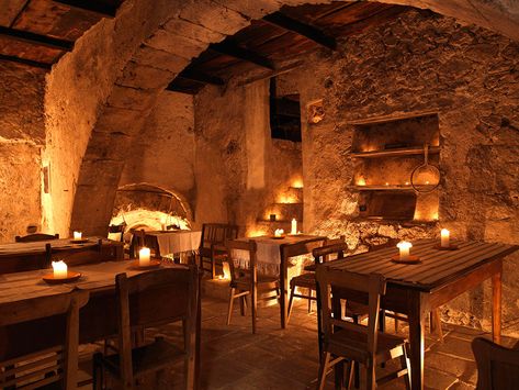 Taverna Medieval, Breakfast Cakes, Holy Saturday, Village Hotel, Rough Luxe, Small Restaurants, Traditional Breakfast, Medieval Village, Stone Walls