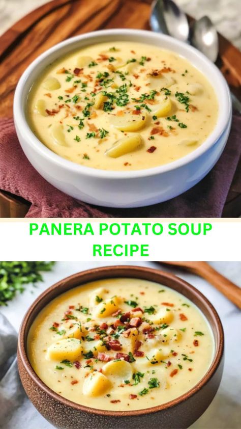 Enjoy Panera’s creamy Potato Soup recipe, packed with tender potatoes and rich flavors, perfect for a cozy meal any time of the year. Panera Ten Vegetable Soup Recipe, Panera Potato Soup Recipe, Brocolli Potato Soup, Panera Potato Soup, Panera Bread Potato Soup Recipe, Potato Soup Panera, Panera Baked Potato Soup, Soup Panera, Creamy Potato Soup Recipe