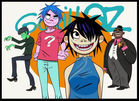 glow az X-en: „RED SUN VI #gorillaz https://t.co/LnBV6Lc2hz” / Twitter Monkeys Band, Jamie Hewlett, Gorillaz Art, Funny Monkey, Life Support, British People, Red Sun, Monkeys Funny, Cartoon Character Design