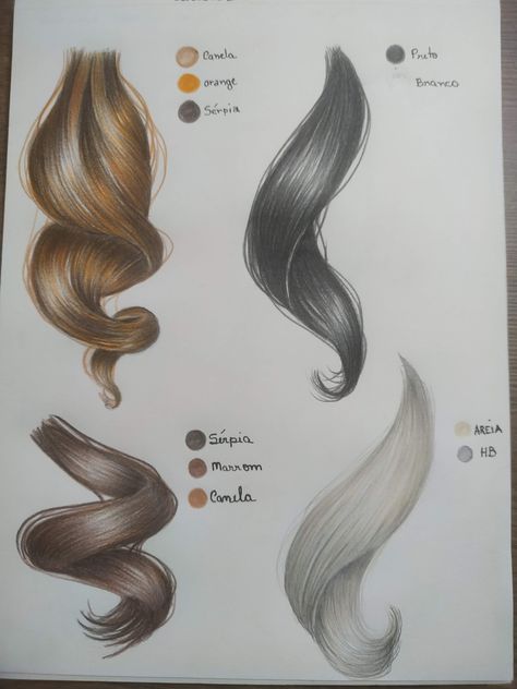 How To Hair Drawing, Coloring Hair With Colored Pencils, Hair Textures Drawing, How To Shade Hair Traditional Art, How To Paint Black Hair, Color Pencil Hair, Men Hairstyle Braids, How To Shade Hair, Drawing Of Hair