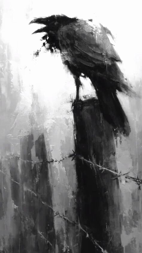 Crow Art Dark, Expressionism Art Ideas, Monster Anatomy, Lindsey Kustusch, Crows Artwork, Raven Pictures, Ship Sketch, Crows Drawing, Crow Painting