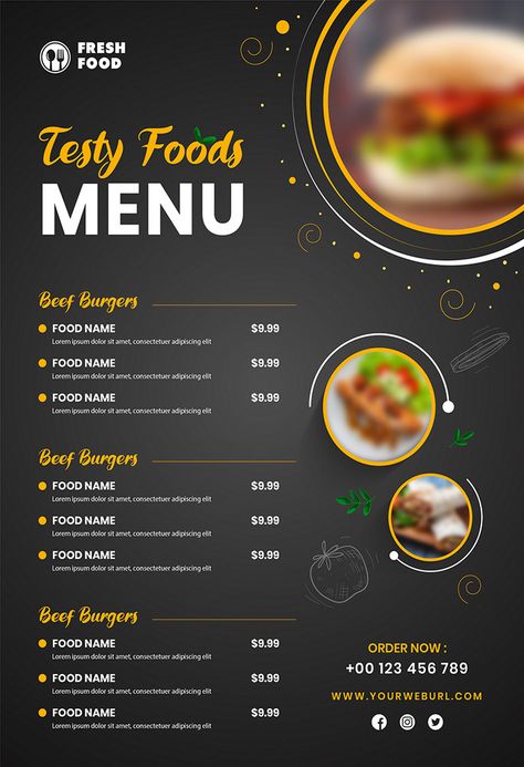 Menu Design Ideas Templates, Restaurant Flyer Design, Testy Food, Restaurant Menu Card, Makanan Cepat Saji, Drink Menu Design, Menu Card Design, Menu Card Template, Restaurant Poster