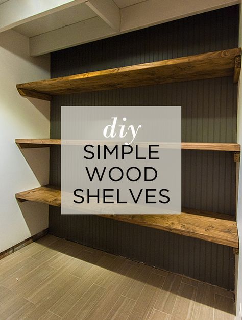 Large Laundry Room Shelves, Long Shelving Ideas, Long Wooden Shelves, Diy Bedroom Shelving Ideas Wall Shelves, Diy Shelves For Clothes, Large Shelves On Wall, Long Pantry Shelves, Inexpensive Pantry Shelving Ideas, Diy Wooden Shelves Storage