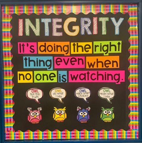 Funny Elementary Bulletin Boards, Upstander Bulletin Board, Inspirational Bulletin Boards For Work, Character Trait Bulletin Board Ideas, Integrity Bulletin Board Ideas, Human Resources Bulletin Board Ideas, Encouraging Bulletin Boards, Courage Bulletin Board, Motivational Bulletin Boards Elementary