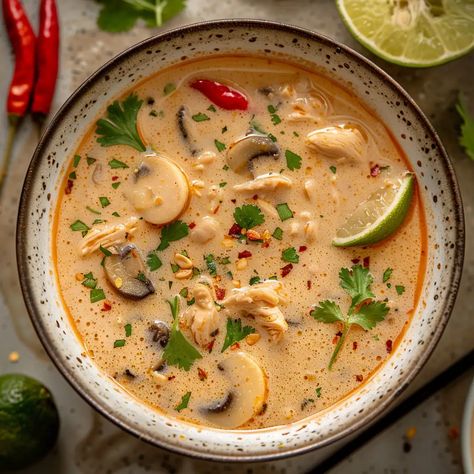 Tom Kah, Slow Cooker Asian Soup, Slow Cooker Thai Soup, Tom Kai Soup, Tom Kha Kai Soup, Tom Kha Soup Crockpot, Tom Ka Soup, Easy Tom Kha Soup, Slow Cooker Tom Kha Soup