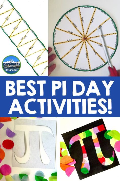 Try these 3 fun Pi Day crafts for your elementary and middle school students this March! Make a beautiful stained glass pi symbol, examine the relationship between circles and parallelograms, and attempt Buffon's Needle experiment! thecoloradoclassroom.com Pi Math Art, Pi Activities, Math Projects Middle School, Middle School Crafts, Pi Day Activities, 6th Grade Activities, Math Art Projects, Pi Art, Homeschool Math Curriculum