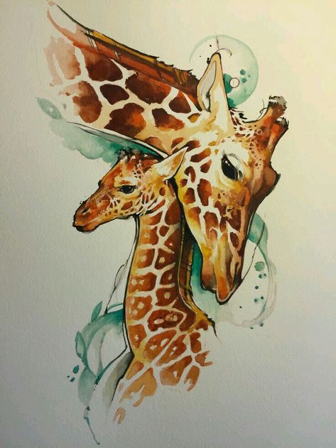 Baby Giraffe Tattoo, Journal Dairy, Giraffe Tattoo, Giraffe Artwork, Animal Watercolour, Watercolor Giraffe, Baby Watercolor, Giraffe Drawing, Giraffe Painting