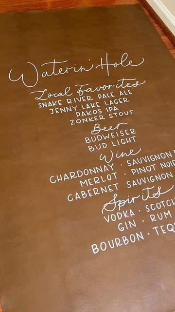 Bar Signage, Menu Wedding, Bar Menu Wedding, Barn Wedding Decorations, Beautiful Bars, Leather Wedding, Wedding 2025, Leather Bar, Bar Menu