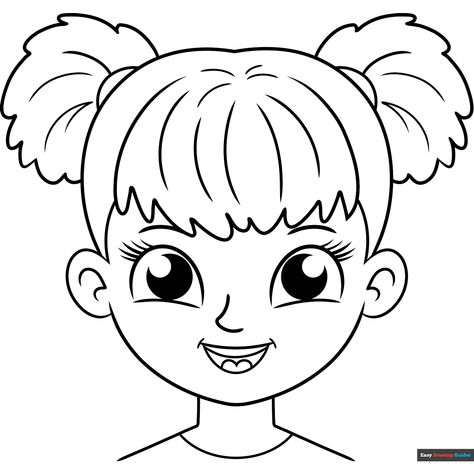 Free Girl Face Coloring Page for Kids Happy Face Drawing, Face Coloring Pages, Face Coloring, Girls Coloring Pages, Easy Drawing Guides, Stick Drawings, People Coloring Pages, Girl Drawing Easy, Simpsons Drawings