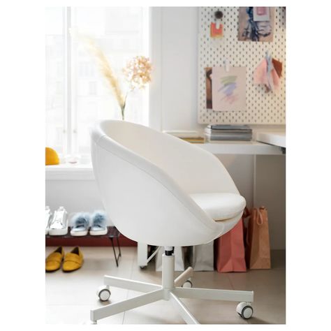 SKRUVSTA Swivel chair, Ysane white - IKEA Ikea Desk Chair, White Desk Chair, Ikea Desk, Desk Inspiration, Ikea Chair, Conference Chairs, White Desks, Types Of Flooring, Room Inspiration Bedroom