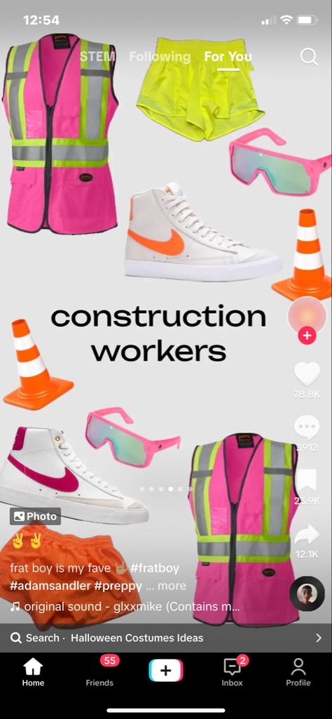 Halloween Costumes Construction Worker, Builder Halloween Costume, Neon Construction Worker Costume, Neon Football Theme, Career Day Outfits, Construction Costume, Frat Boy Costume, Neon Football, Spirit Days