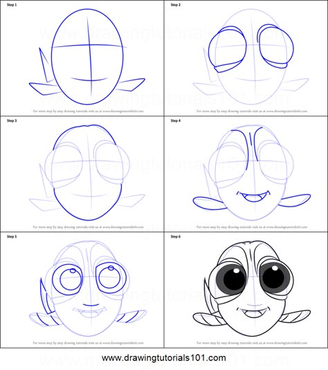 How to Draw Baby Dory from Finding Dory printable step by step drawing sheet : DrawingTutorials101.com Dory Drawing, Disney Drawing Tutorial, Baby Dory, Disney Character Drawings, Easy Disney Drawings, Baby Cartoon Drawing, Draw Cartoon, Cute Disney Drawings, Drawing Sheet