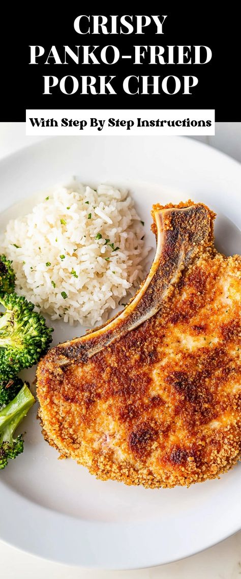 Image for Crispy Panko-Fried Pork Chop Easy Fried Pork Chops, Panko Pork Chops, Pork Panko, Fried Pork Chops, Pork Cutlets, Panko Bread Crumbs, Quick Weeknight Dinners, Fried Pork, Pork Chop