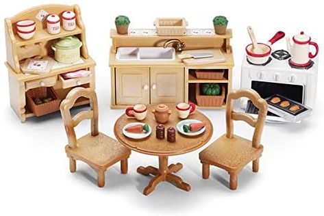 Amazon.com: calico critters Calico Critters Furniture, Calico Critters Families, Pretend Play Toys, Calico Critters, Retro Game, Craft Corner, Sylvanian Families, Kitchen Set, Kids Store