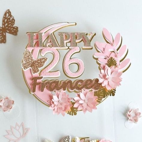 Birthday Party Butterfly, Cake Topper Butterfly, Butterfly Theme Cake, Butterflies Party, Rose Gold Cake Topper, Butterfly 1st Birthday, Cupcakes Flores, Chic Cake, Rose Gold Cake