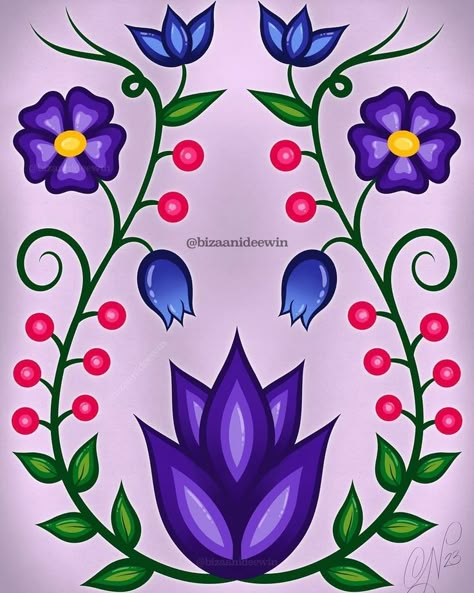 Native American Woodland Floral Design, Native American Floral Patterns, Native American Floral Tattoo, Indigenous Floral Designs, Indigenous Tattoos For Women, Native Floral Designs, Ojibwe Floral Design Patterns, Ojibway Floral Patterns, Lines Drawing Pattern