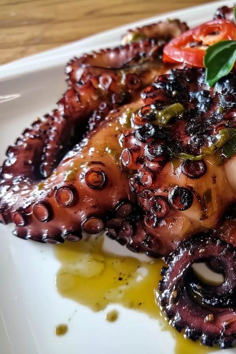 Costco Octopus Recipe - Hungarian Chef Greek Octopus Recipes, Sauteed Octopus Recipe, Octopus Aesthetic, How To Cook Octopus, Squid Dishes, Octopus Recipe, Stuffed Octopus, Seafood Sushi, Octopus Recipes