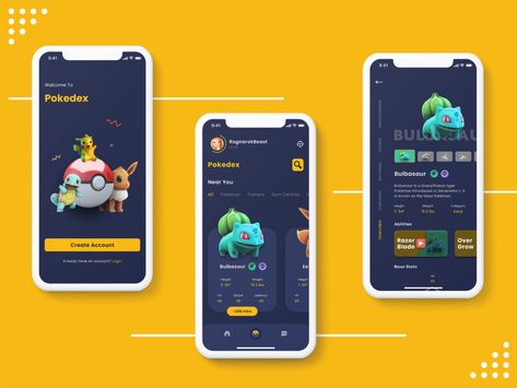 Pokedex by Harikrish on Dribbble Pokedex Design, Pokedex App, Pokemon App, Ux App Design, App Design Layout, Ui Ux App, Wet Felting Projects, Pokemon Pokedex, Mobile Ui Design