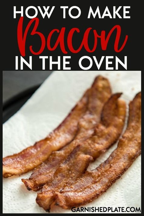 If you've ever wondered what the perfect strip of bacon tastes like, then you need to learn how to make bacon in the oven! It turns out perfect crispy and tasty every time and is so easy to do! #bacon #breakfast #breakfastrecipe #brunch #oven  via @garnishedplate Beef Bacon Recipes, Make Bacon In The Oven, Making Bacon, Yum Breakfast, Slow Cooked Pulled Pork, Make Bacon, Kitchen Staples, Whole30 Keto, Bacon In The Oven