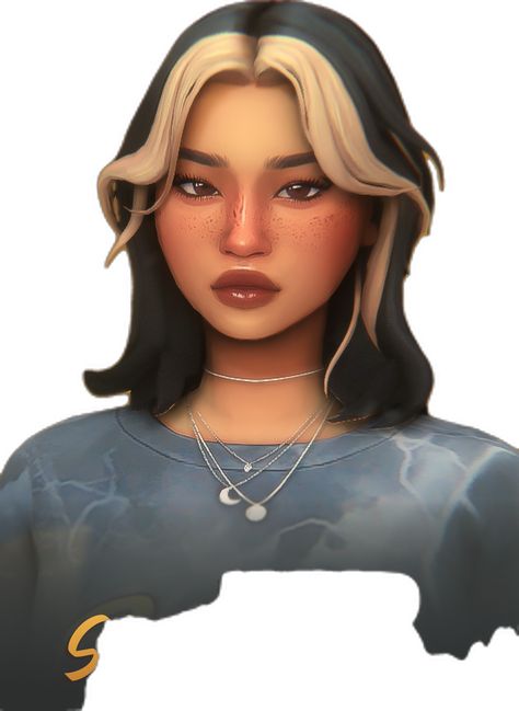 Sims 4 Hair Extensions, Sims 4 Shoulder Length Hair Maxis Match, Sims 4 Cc Hair Middle Part, Middle Part Hairstyle, Maxis Match Hair, Hair Sims 4 Cc, Middle Part Hairstyles, Hair Streaks, Split Hair