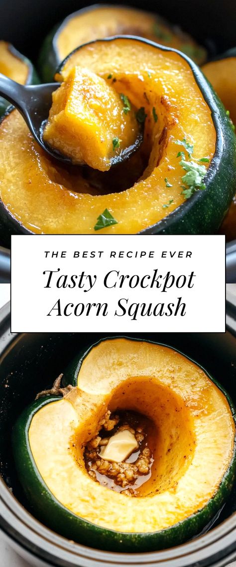 Image for Tasty Crockpot Acorn Squash Acorn Squash In Crockpot, Crockpot Acorn Squash, Squash In Crockpot, Squash Crockpot, Cook Acorn Squash, Roasted Acorn Squash, Stuffed Acorn Squash, Acorn Squash Recipes, Butternut Squash Recipes