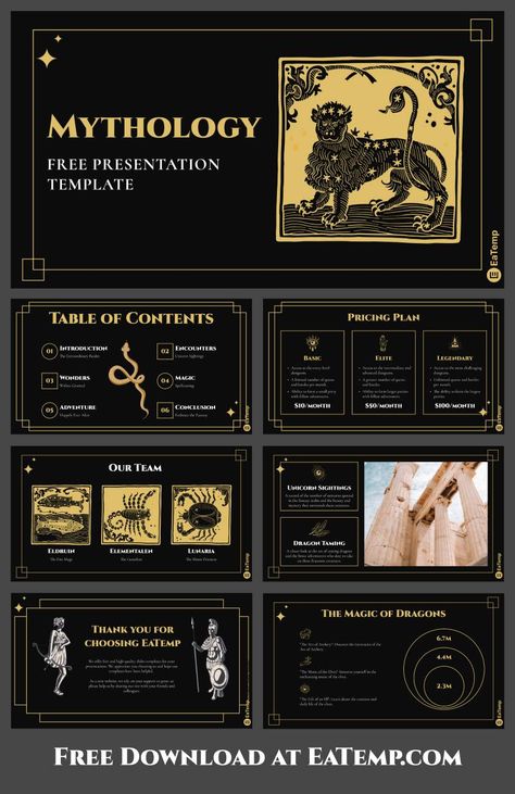 Mythology 13 Greek Powerpoint Template, Greek Mythology Powerpoint Template, Canva Slides, History Powerpoint, Vintage Presentation, Ppt Ideas, Presentation Ideas For School, Presentation Slides Design, Powerpoint Slide Designs