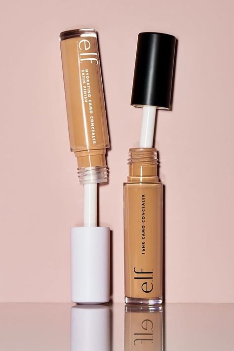 e.l.f. Cosmetics 16HR vs. Hydrating Camo Concealers Elf Hydrating Camo Concealer, Elf Brow, Brown Concealer, Elf Beauty, Hydrating Camo Concealer, Realistic Wishlist, Makeup Moodboard, Make Ip, Drugstore Concealer